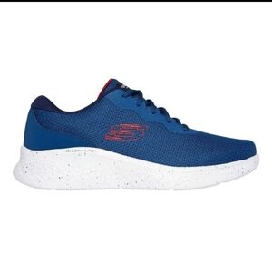 Skechers Shoes Men Memory Foam Sport Blue White Comfort Casual Walk Lite 232830